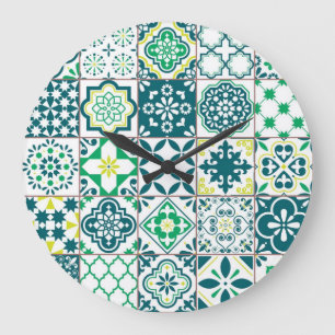 Ceramic tiles pattern large clock