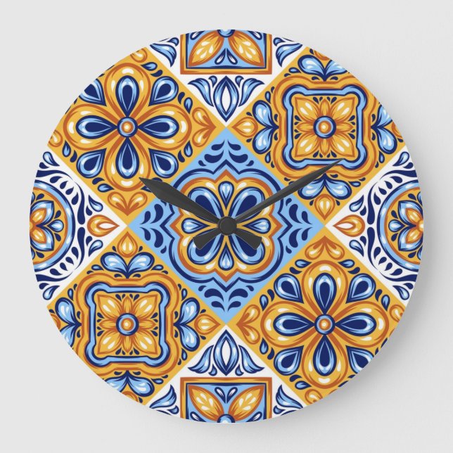 Ceramic tiles pattern large clock (Front)