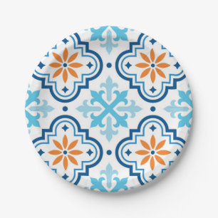 Ceramic tiles pattern paper plate