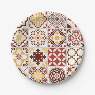 Ceramic tiles pattern paper plate