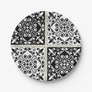 Ceramic tiles pattern paper plate