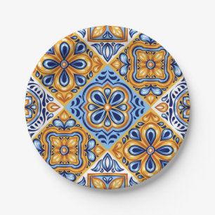 Ceramic tiles pattern paper plate