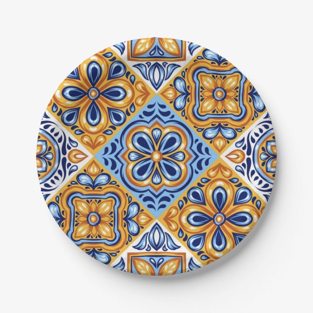 Ceramic tiles pattern paper plate (Front)