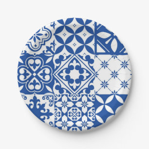 Ceramic tiles pattern paper plate
