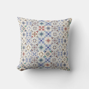 Ceramic tiles pattern throw pillow