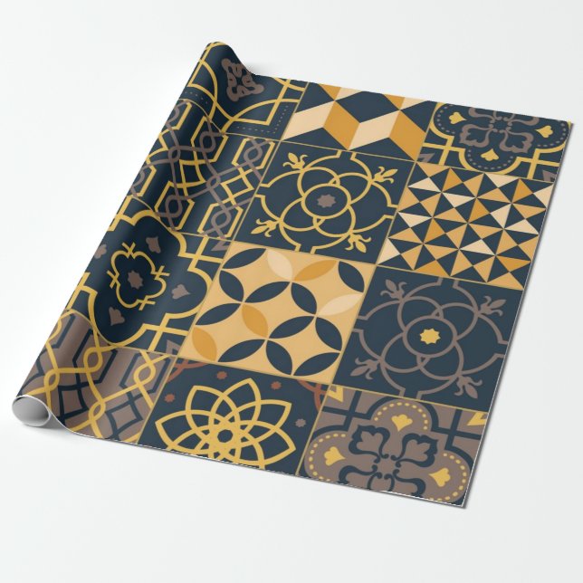 Ceramic tiles pattern wrapping paper (Unrolled)