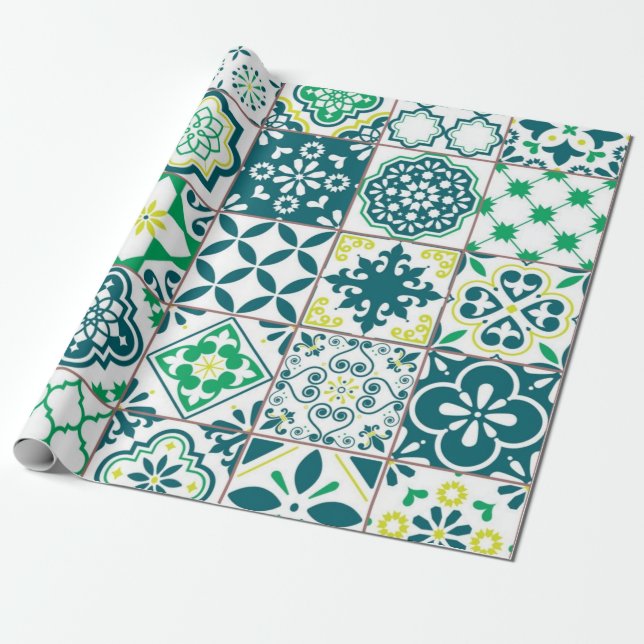 Ceramic tiles pattern wrapping paper (Unrolled)