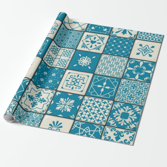 Ceramic tiles pattern wrapping paper (Unrolled)