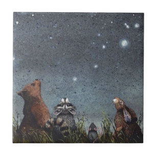 Ceramic Tiles - Woodland Animals Night Stars