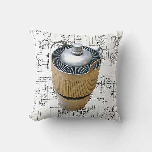 Ceramic Transmitting Tube Schematic Throw Pillow (Front)