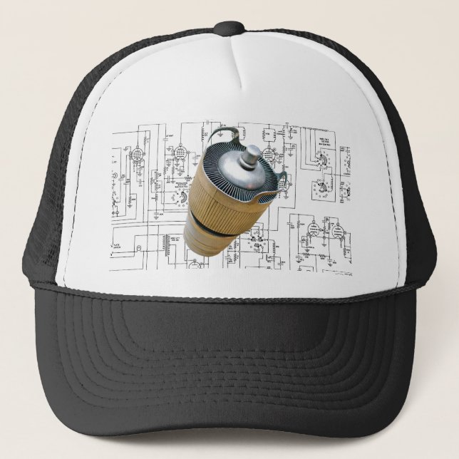 Ceramic Transmitting Tube Schematic Trucker Hat (Front)