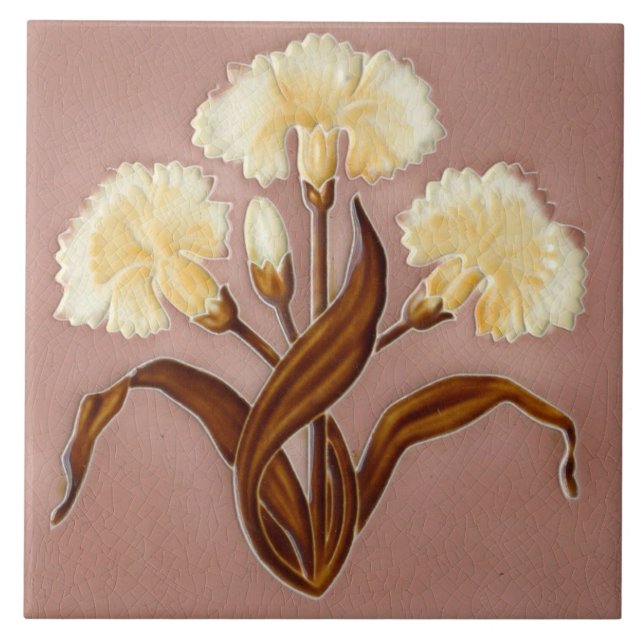 Ceramic Wall tile fireplace art nouveau style (Front)