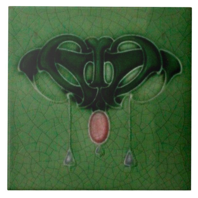 Ceramic Wall tile fireplace art nouveau style (Front)