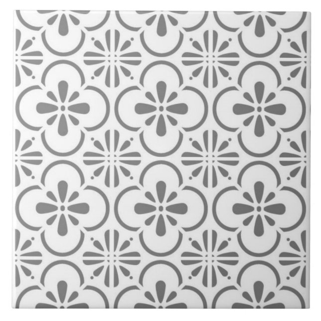 Ceramic Wall Tiles - Gray and White Moroccan (Front)