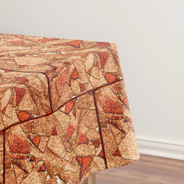 Ceramic with red painted volcanic stone drawing tablecloth (In Situ)