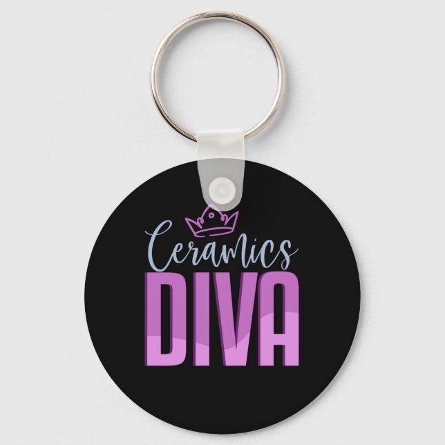 Ceramics Diva Pottery Porcelain Hobby Oven Gift Keychain (Front)