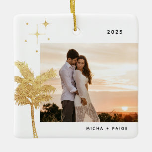 Céramique Bohemian Beach Palm Tree Photo Ornement en céramiq