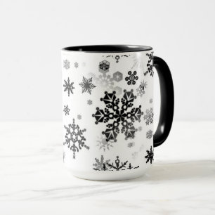 Céramique Café Mug Black Snowflakes
