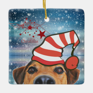 Céramique Chien avec chapeau de Père Noël Ornement en cérami