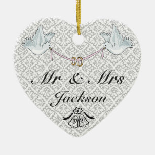 Céramique Coeur Ornement - Bon Mariage de chance C