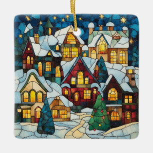 Céramique Ornement de la scène de Noël en verre tendu