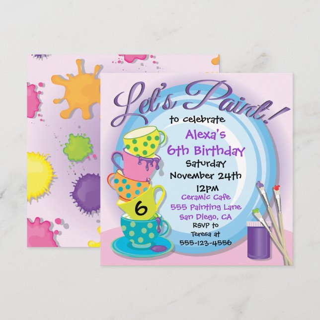 Céramique Potterie Painting Party Invitations (Devant / Derrière)