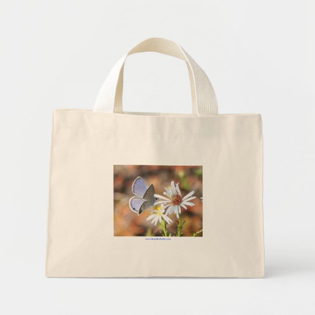 Ceraunus Blue Butterfly Blue Stripe Tote Bag (Front)