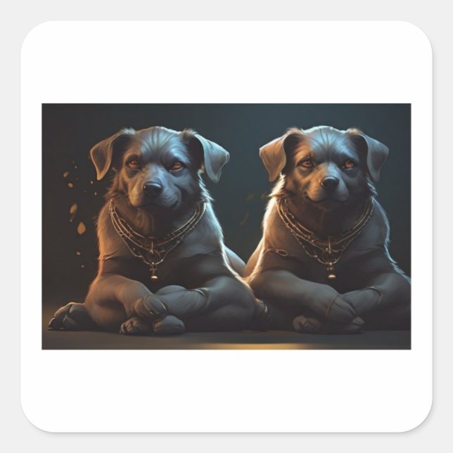 Cerberus in yoga pose square sticker (Front)