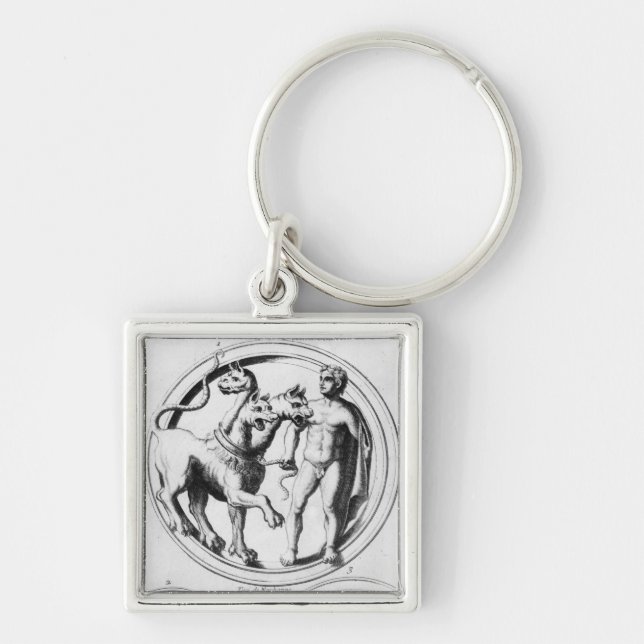 Cerberus Tamed by Hercules Keychain (Front)