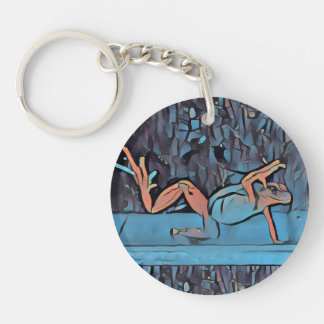 Cercle bleu Porte - clé de grenouille multicolore