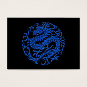 Cercle chinois bleu et noir traditionnel de dragon