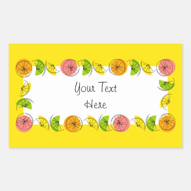 Cercle de citron jaune Nom autocollant rectangle (Devant)