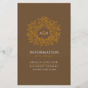 Cercle de feuille orange brun mariage informations