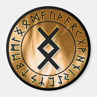 Cercle de rune de flamme orange [22. Inguz] Magnet