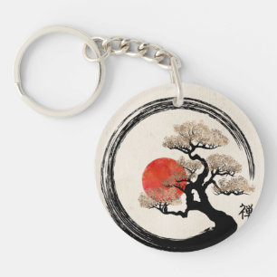 Cercle d'Enso et arbre de bonsaïs sur la toile