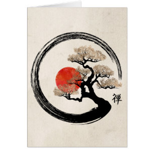 Cercle d'Enso et arbre de bonsaïs sur la toile