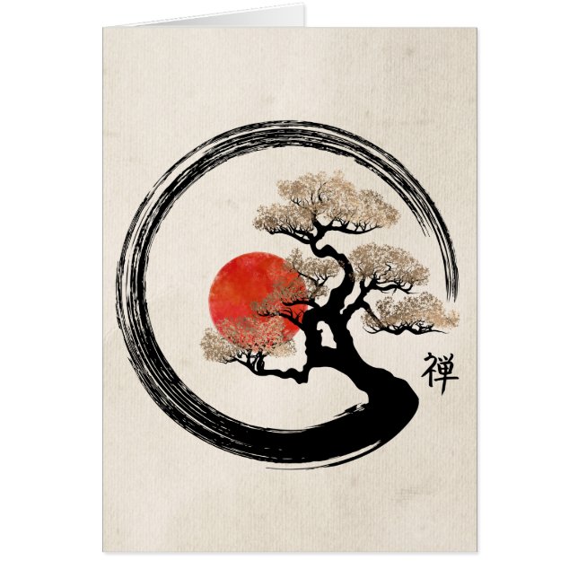 Cercle d'Enso et arbre de bonsaïs sur la toile (Devant)