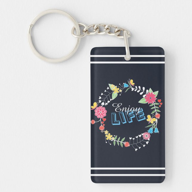 cercle floral dynamique girly "Enjoy Life" mots (Devant)