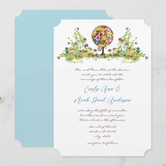 Cercle Forêt Magique d'Amour Mariage Invitations (Devant / Derrière)