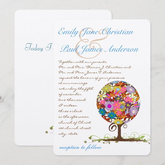 Cercle Forêt Magique d'Amour Mariage Invitations (Devant / Derrière)