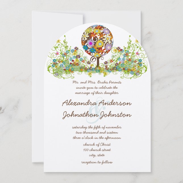 Cercle Forêt Magique d'Amour Mariage Invitations (Devant)