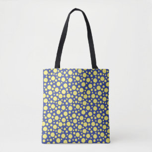Cercle jaune géométrique sur sac fourre-tout bleu