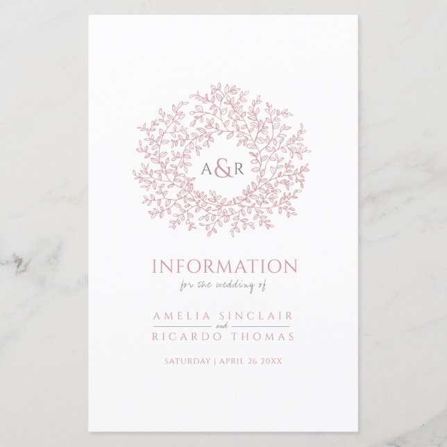 Cercle rose feuille des informations des invités m (Devant)