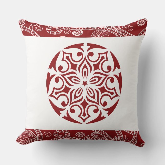 CERCLE TRIBAL ROUGE Oreiller à lancer rétro (Recto)