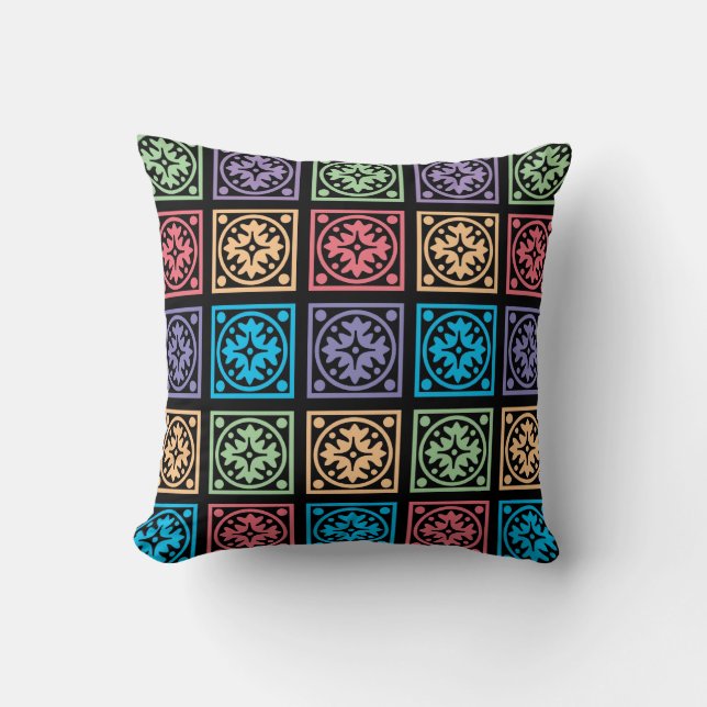Cercles abstraits colorés et coussin carré (Recto)