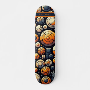 Cercles Abstraits cool Marine Orange Skateboard