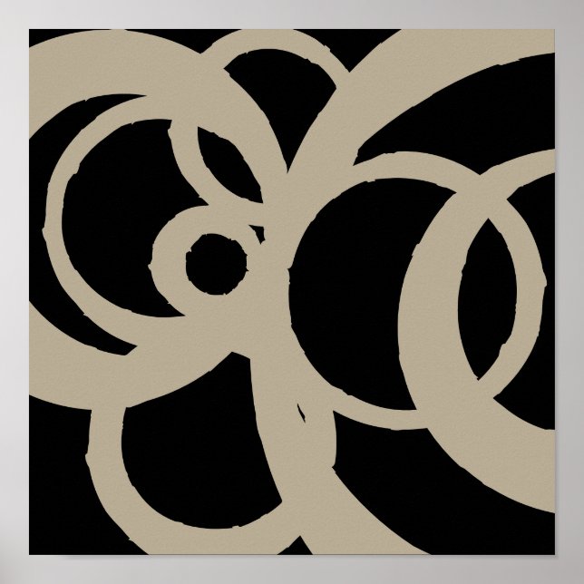 Cercles Abstraits Design Tan sur impression noire (Devant)