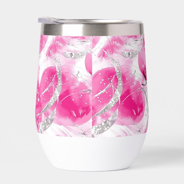 Cercles Abstraits en argent rose glam (Droite)