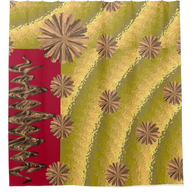 Cercles abstraits rouge orange noir douche rideau (Devant)