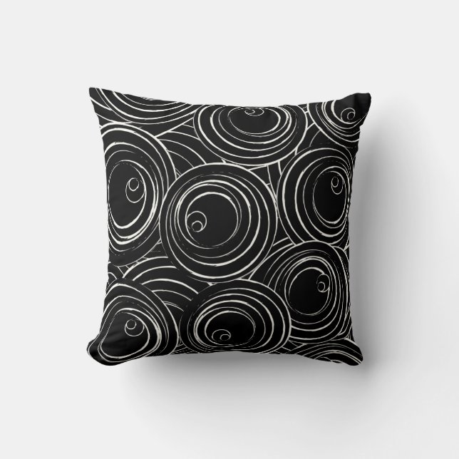 Cercles blancs contemporains sur le coussin noir (Recto)